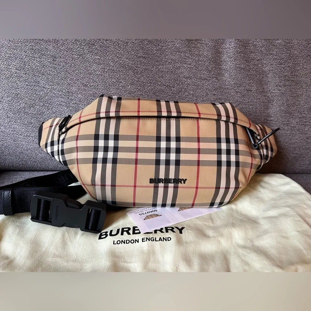 New BURBERRY check bag Sonny Belt bag waist Fanny pack shoulder Bag NWT - Picture 5 of 13